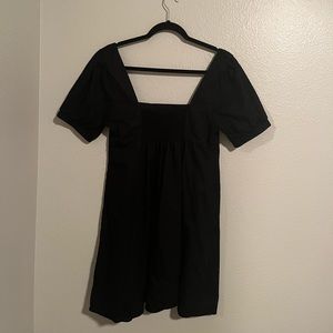 Short Sleeve Empire Waist Black Dress